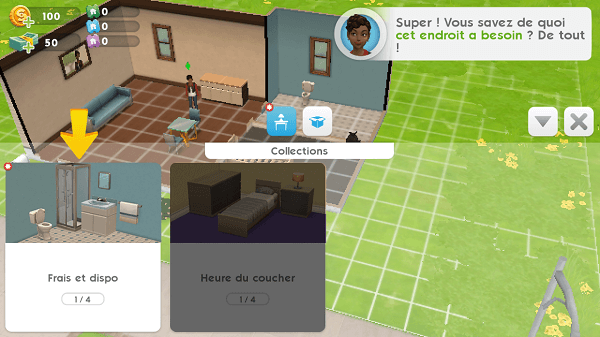 Agencez votre salle de bain en vous rendant dans le catalogue Maison - Les Sims Mobile